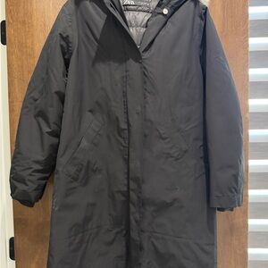 Zara Black Hooded Coat